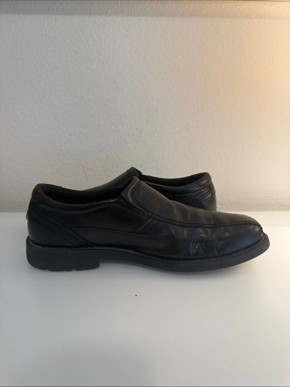 Rockport Men’s Walkability Adiprene by Adidas Black Leather Slip-On Loafers 10.5
